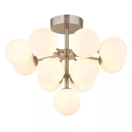 Globo 56143-13ND Mennyezeti lámpa fém matt nikkel, fehér színű üveg gömbök, ø: 560mm, M: 430mm, 13x G9 LED 5W 230V izzók nélkül