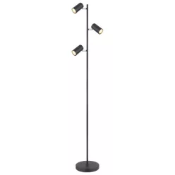   Globo 57910SB Állólámpa fém fekete matt, fém fekete matt, HxSzxM.: 250x230x1540mm, kábelhossz 1800mm, nem tartozék: 3x GU10 LED 5W 230V