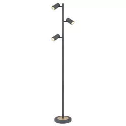   Globo 57910SG Állólámpa fém grafit, fém fa megjelenés, fém grafit, HxSzxM: 250x230x1540mm, kábelhossz 1800mm, 3x GU10 LED 5W 230V fényforrás nélkül szállítva