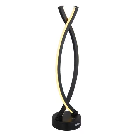 Globo 58457S Újratölthető asztali lámpa műanyag fekete matt/fehér, kábel PVC fehér, érintős be/ki kapcsoló, érintős dimmer, USB-A 2.0 - USB-C, akkumulátorral: CR18650 1800mAh, HxSzxM: 125x100x410mm, kábel hossza 1000mm, tartozék: LED 1W 230V, 70lm forrás,