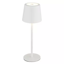   Globo 58482W Asztali lámpa, fém/műanyag fehér, érintős be/ki, érintéses dimmer, színrögzítés, adapter nélkül, USB kábellel, CR18650 2200mAh 3,7V, IP44, töltés/világítás: 4/6 óra, ø: 85mm, M: 280mm, LED 1,2W 230V, 130lm forrás, 50lm kimenet, CCT 3000/6000/