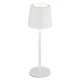 Globo 58482W Asztali lámpa, fém/műanyag fehér, érintős be/ki, érintéses dimmer, színrögzítés, adapter nélkül, USB kábellel, CR18650 2200mAh 3,7V, IP44, töltés/világítás: 4/6 óra, ø: 85mm, M: 280mm, LED 1,2W 230V, 130lm forrás, 50lm kimenet, CCT 3000/6000/