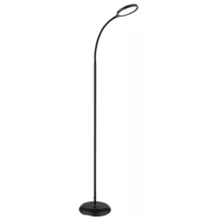   Globo 58503S Állólámpa, fekete fém, fekete/fehér műanyag, érintéses be/ki kapcsoló, fokozatmentes érintéses dimmer, adapter, hajlítható, HxSzxM: 500x220x1250mm, maximális magasság 153cm, tartozék: LED 8W 230V, 800lm forrás, 640lm kimenet, CCT 2700-6000K