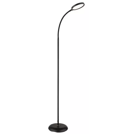 Globo 58503S Állólámpa, fekete fém, fekete/fehér műanyag, érintéses be/ki kapcsoló, fokozatmentes érintéses dimmer, adapter, hajlítható, HxSzxM: 500x220x1250mm, maximális magasság 153cm, tartozék: LED 8W 230V, 800lm forrás, 640lm kimenet, CCT 2700-6000K
