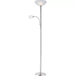   Globo 58931LED Állólámpa fém matt króm, szatén üveg búrákkal. Schalter, ø: 300, H:1780, tartozék: E27 LED 9W 230V 700lm, 3000K, E14 LED 3W 230V 200lm, 3000K