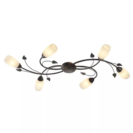 Globo 60800623X Mennyezeti lámpa, fém rozsdaszínű, alabástrom megjelenésű üveg, HxSzxM: 550x1060x220mm, 6x E14 40W 230V izzók nélkül
