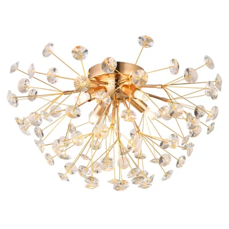 Globo 64135D Mennyezeti lámpa, fém arany színű, átlátszó K9 kristályok, ø: 450mm, M: 250mm, izzókkal/10676/: 4x G9 LED 3.5W 230V, 350lm forrás, 350lm kimenet, 3000K