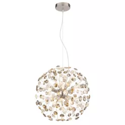   Globo 64135H1C Csillár krómozott fém, füstszínű/átlátszó K9 kristályok, átlátszó PVC kábel, magassága rövidíthető, ø: 400mm, M: 1500mm, izzókkal/10676/: 8x G9 LED 3.5W 230V, 350lm forrás, 350lm kimenet, 3000K