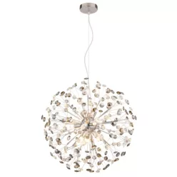   Globo 64135H2C Csillár krómozott fém, füstszínű/átlátszó K9 kristályok, átlátszó PVC kábel, magassága rövidíthető, ø: 600mm, M: 1500mm, izzókkal/10676/: 9x G9 LED 3.5W 230V, 350lm forrás, 350lm kimenet, 3000K
