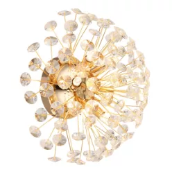   Globo 64135W Fali lámpa, fém arany színű, átlátszó K9 kristályok, ø: 400mm, Mélység: 225mm, izzókkal/10676/: 6x G9 LED 3.5W 230V, 350lm forrás, 350lm kimenet, 3000K