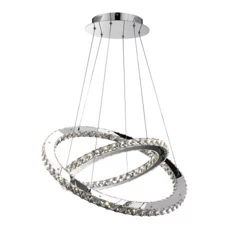 Globo 67032-60 Függeszték,króm,K9 kristály ø: 640 és 480 mm, H:1800mm, tartozék: 1xLED 56W ,4400lm, 4000K