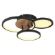 Globo 67273-30 Mennyezeti lámpa fém fekete matt, MDF fa sötét, fém fekete matt, műanyag fehér, HxSzxM: 400x380x105mm, LED 30W 230V, 3900lm bemenet, 1500lm kimenet, 3000K