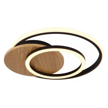 Globo 67331-24 Mennyezeti lámpa MDF fa mintázatú, műanyag fekete matt, műanyag fehér, HxSzxM: 380x360x65mm, tartozék: LED 24W 230V, 3320lm forrás, 1100lm kimenet, 3000K