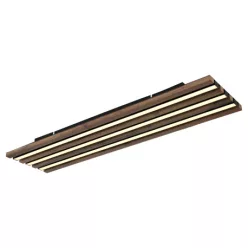   Globo 67347D4 Mennyezeti lámpa, fém/alumínium fekete matt, sötét fa hatású MDF, fehér műanyag, HxSzxM: 800x200x50mm, tartozék: LED 30W 230V, 3100lm forrás, 1500lm kimenet, 3000K