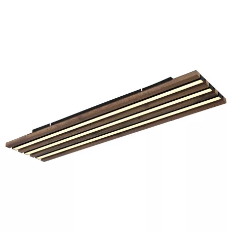 Globo 67347D4 Mennyezeti lámpa, fém/alumínium fekete matt, sötét fa hatású MDF, fehér műanyag, HxSzxM: 800x200x50mm, tartozék: LED 30W 230V, 3100lm forrás, 1500lm kimenet, 3000K
