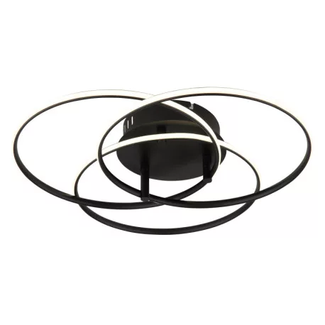 Globo 67355-40 Mennyezeti lámpa, fém fekete matt, alumínium fekete matt, műanyag fehér, forgatható, ø: 456mm, M: 94mm, tartozék: LED 40W 230V, 4680lm forrás, 2920lm kimenet, 4000K