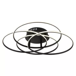   Globo 67355-55 Mennyezeti lámpa, fém fekete matt, alumínium fekete matt, műanyag fehér, forgatható, ø: 515mm, M: 114mm, tartozék: LED 55W 230V, 6650lm forrás, 3750lm kimenet, 4000K