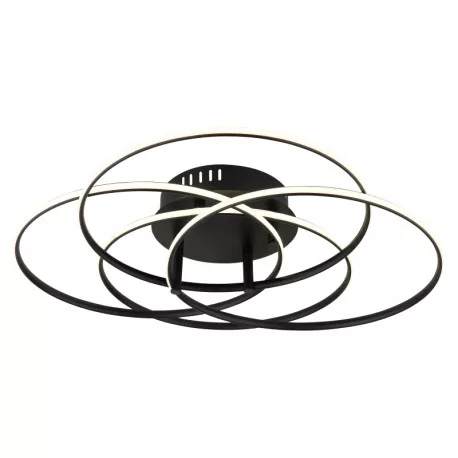 Globo 67355-55 Mennyezeti lámpa, fém fekete matt, alumínium fekete matt, műanyag fehér, forgatható, ø: 515mm, M: 114mm, tartozék: LED 55W 230V, 6650lm forrás, 3750lm kimenet, 4000K