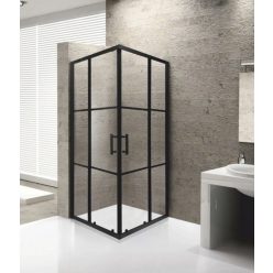   Viva AQUA - FEKETE mintás - FEKETE keretes - zuhanykabin - 80 SZÖGLETES - 6 mm üveg - 80 x 80 x 190