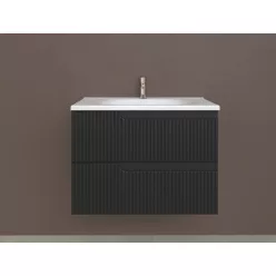   Piramida EURIDIKA fali fürdőszobabútor - műmárvány mosdóval -2 fiókos - PINO FEKETE - 75 x 48 x 53 cm