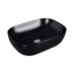   Eros SMILE 3 - PULTRA ültethető - Top Counter - porcelán mosdó - MATT FEKETE - 46,5 x 32,5 x 13 cm