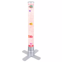   Globo 9017 Állólámpa műanyag ezüst, műanyag átlátszó, kábel PVC fekete, billenőkapcsoló a kábelen, RGB színváltós, HxSzxM: 246x246x611mm, kábelhossz 1800mm, incl. RGB LED 0,06W 230V, 4lm kimenet
