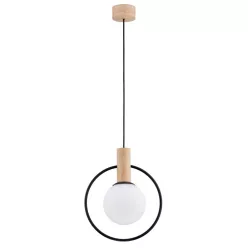   ALFA 61137 LABO Glamour Függesztett Lámpa Fekete, Világos Fa E14 IP20