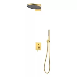   AREZZO design ELEGANT Falsík alatti zuhanyszett falon belüli egységgel, szálcsiszolt arany