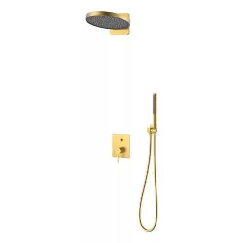AREZZO design ELEGANT Falsík alatti zuhanyszett falon belüli egységgel, szálcsiszolt arany