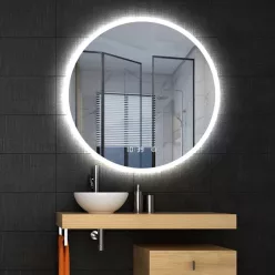   AREZZO design LED okos tükör 80 cm-es kerek+állítható fényerő,páramentesítő funkció,óra,hőmérő