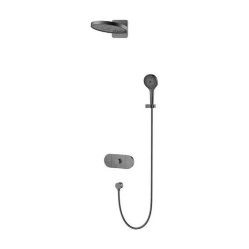 AREZZO design UNI Falsík alatti termosztátos zuhanyszett falon belüli egységgel, gun metal