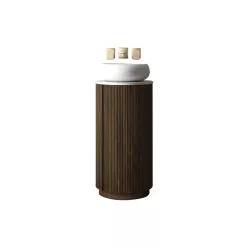   AREZZO design SORAYA 40 cm-es kerek, álló alsószekrény, fehér mosdópulttal, 1 ajtó, dió