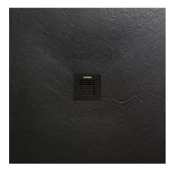   AREZZO design SOLIDSoft zuhanytálca 90x90 cm, FEKETE, színazonos lefolyóval (2 doboz)