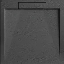   AREZZO design STONE pala hatású öntött márvány zuhanytálca, 90x90 cm-es, antracit (2 doboz)