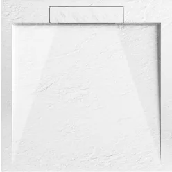   AREZZO design STONE pala hatású öntött márvány zuhanytálca, 90x90 cm-es, fehér (2 doboz)