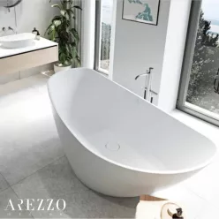   AREZZO design MARYLAND öntöttmárvány szabadonálló kád, fényes fehér