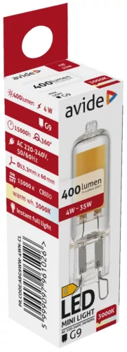 Avide LED 4W G9 400LM COB WW 3000K