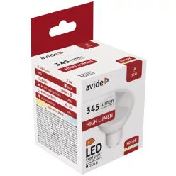 Avide LED Spot Alu+plastic 4W GU10 345LM WW 3000K