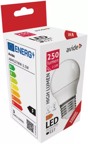 Avide LED Globe Mini G45 2.5W E27 250LM WW 3000K