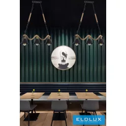  UNIVERSO Kender kötél csillár 3xE27 IP20 860x1100mm fekete