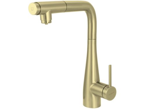 Eridan mosogató csaptelep_vízszűrő csatlakozóval_kihúzható kifolyóval_szálcsiszolt arany