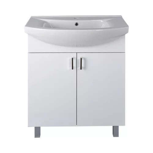 VivaStyle EKONOMIK 75 lábon álló 2 ajtós fürdőszobabútor Sanovit ZENON 6075 mosdóval 75 x 50 cm