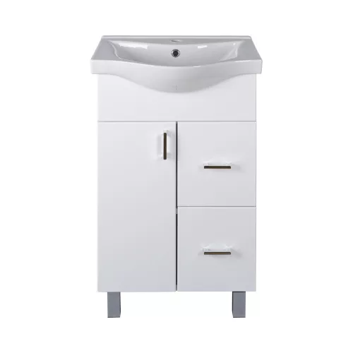 VivaStyle BIANKA 55 lábon álló fürdőszobabútor 2 fiókos Sanovit ALBATROS 10055 mosdókagyló 55x45 cm