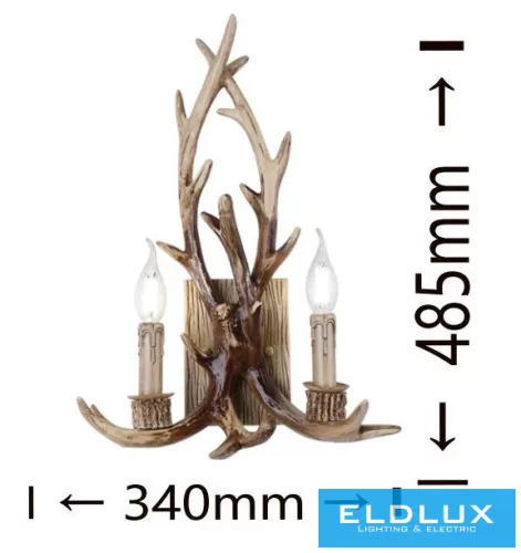 UNIVERSO Fali lámpa 2 karos 2xE14 Max.40W D34x48.5cm barna