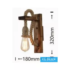   UNIVERSO Kender kötél fali lámpa 1xE27 IP20 180x320mm fekete