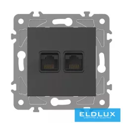 ELDGROUND 2×RJ45 Cat.6 UTP aljzat Fekete
