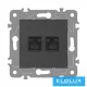 ELDGROUND 2×RJ45 Cat.6 UTP aljzat Fekete
