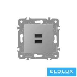 ELDGROUND 2×USB töltő ajzat type A 2.1A/2×1.05A Ezüst