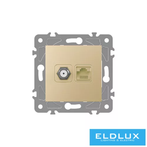 ELDGROUND SAT (13db) + RJ45 Cat.5e UTP aljzat Arany