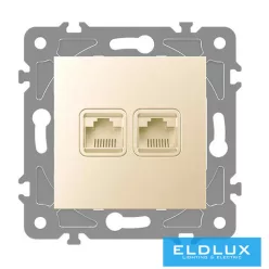 ELDGROUND 2×RJ45 Cat.6 UTP aljzat Arany